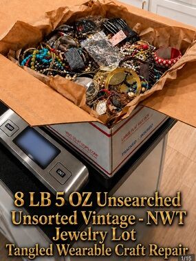 8.5 LB Unsearched Unsorted Jewelry Lot | Tangled Wearable Repair Craft Reseller